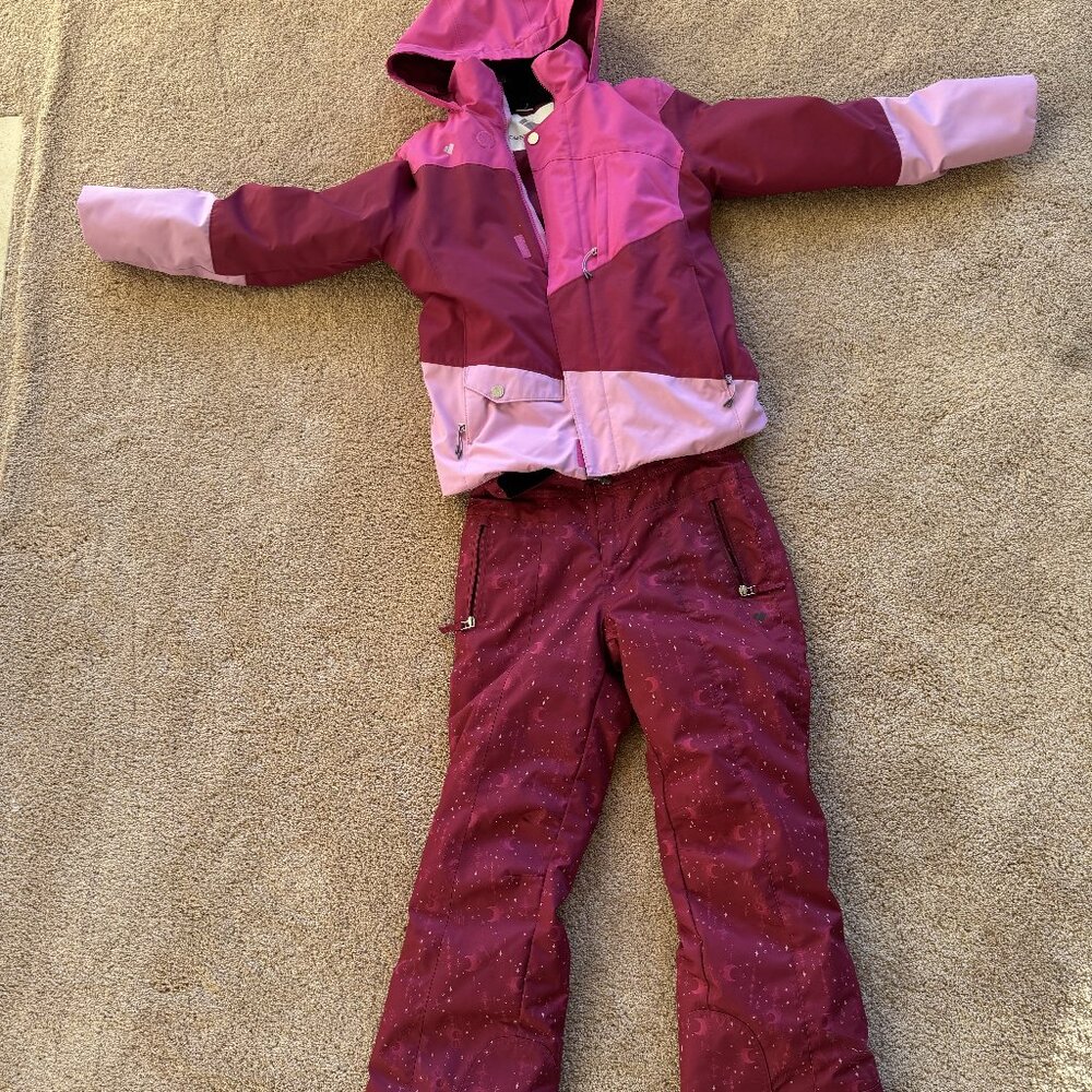 Ski Obermeyer Taylor Insulatd Girl’s Jacket&Brooke Print Snow Pants Pink Sunset